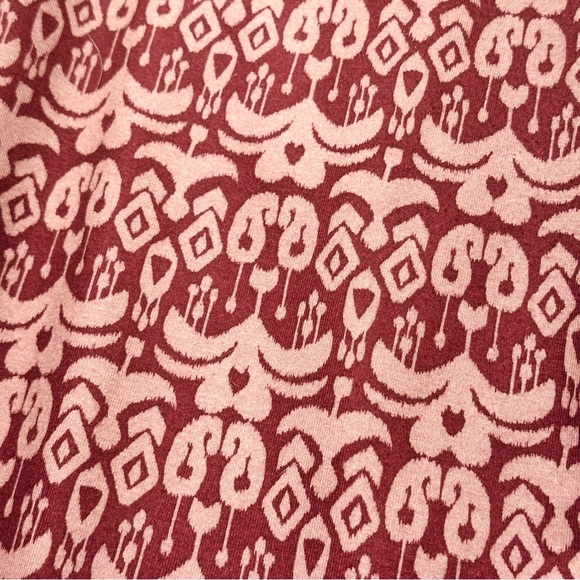 Prana Aztec All Over Print Activewear V-Neck Sleeved Dress - Burgundy / Cream - Picture 7 of 10